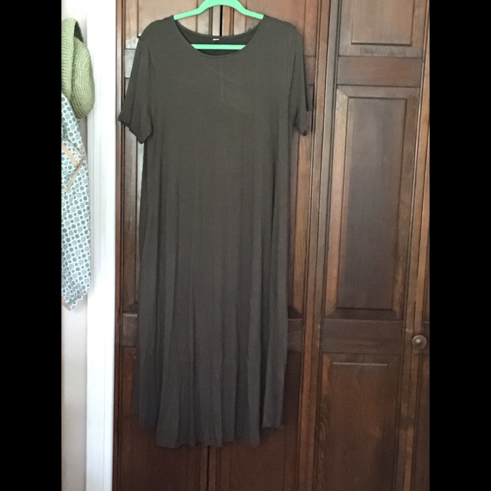 Olive Green Short Sleeve Maxi Dress Size 1X